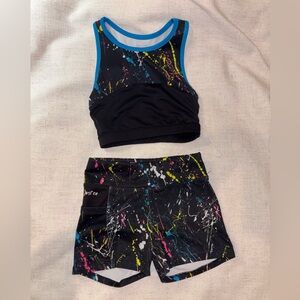 Justice Black and Multicolor Splatter Sports Set